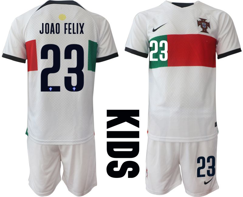 Youth 2022 World Cup National Team Portugal away white 23 Soccer Jersey